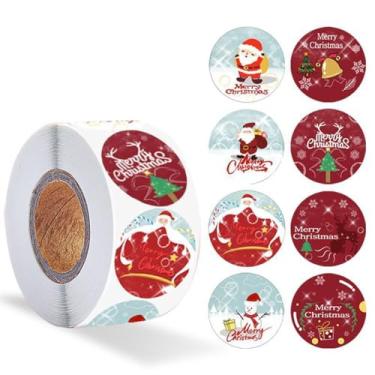 Imagem de Adesivos de Natal, 500 peças de adesivos de rolo de feliz Natal guirlanda árvore de Natal pequeno carro alce etiqueta etiqueta de natal adesivo de selo para suprimentos de festa livros cartões de água