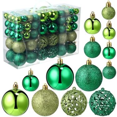 Imagem de Yunsailing Conjunto de 100 peças de enfeites de bola de Natal decorativos, bolas de Natal, pingentes decorativos sazonais para decoração de festa de árvore de Natal (verde e verde oliva)