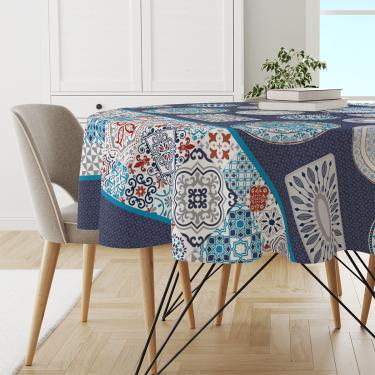 Imagem de Toalha Mesa Plástica Térmica Colonial 4 lugares Redonda