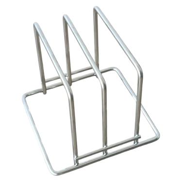 Imagem de Generic Suporte para tábua de corte em aço inoxidável com duas ranhuras, 16x15,5x14cm, com espaçamento de 3,5 a 4cm, acessórios, organizador de utensílios