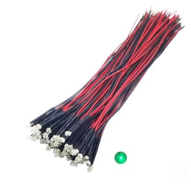 Imagem de Vrabocry 30 peças de luzes LED verdes de 12 volts 1,8 mm com diodos emissores de diodos pré-conectados 20.1 cm DC 12 V lente clara pequenas lâmpadas LED