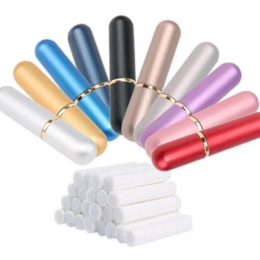 Imagem de 10 tubos de inaladores nasais de alumínio, multicoloridos, óleo essencial pessoal, vazio, recarregável, elegante, inalador com mechas