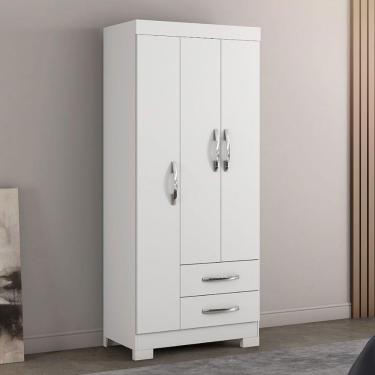 Imagem de Guarda Roupa Solteiro Nt5000 3 Portas E 2 Gavetas Com Pés Notável Branco New- Rosa Flex