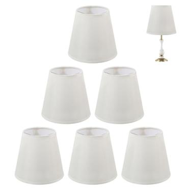 Imagem de CHGCRAFT 6 peças de substituição de abajur pequeno com clipe em abajures de pano lustre para pingente, mesa, parede e piso, bege, 3,6 ~ 14 x 13 cm