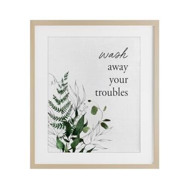 Imagem de Stupell Industries Impressão emoldurada de bétula lavável com folhagem florestal sob vidro, design por letras e forrado, 53 x 43 cm