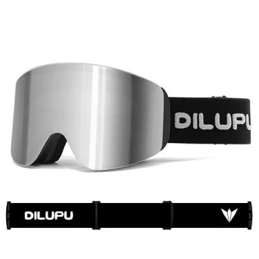 Imagem de LYCVVVGS Óculos de esqui para homens/mulheres/jovens, sem moldura, antiembaçamento, 100% proteção UV400, óculos de snowboard (armação preta e lente prateada Revo (VLT 11,4%))
