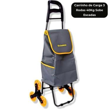 Imagem de Carrinho de Carga 3 Rodas Cada Lado 40Kg Sobe Escadas Dobrável com Bol
