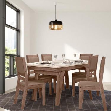 Imagem de Conjunto Sala De Jantar 1,56 Com 6 Cadeiras Amêndoa 73B