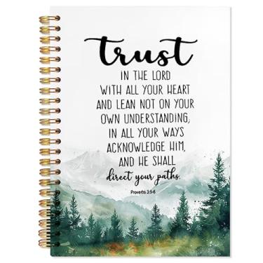 Imagem de YTRGI Caderno cristão, Provérbios 3:5-6, cadernos cristãos para anotações, Trust in the Lord with All Your Heart Diário de oração da Bíblia para mulheres e homens, caderno espiral 14 x 21 cm