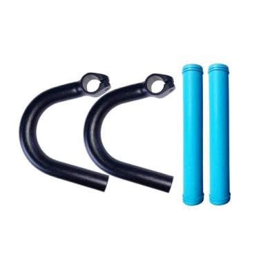 Imagem de Fenteer Guidão de bicicleta em liga de alumínio, peças de reposição fortes com manga, barra de apoio em ângulo externo para bicicletas de estrada, com Manga Azul