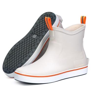 Imagem de Furuian Botas femininas à prova d'água até o tornozelo botas de borracha para pesca ao ar livre Chelsea botas de jardim, sapatos de trabalho para passeios de barco, acampamento, agricultura, Cinza, 39