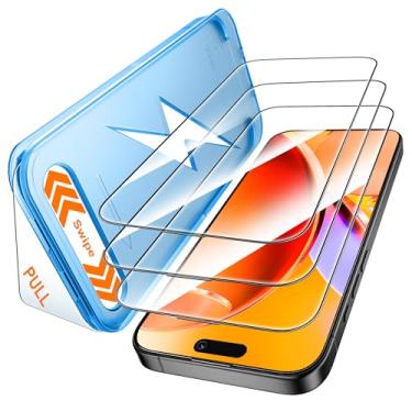 Imagem de Mkeke Protetor de tela para iPhone 16 Pro Max, pacote com 3 [vidro temperado 9H+] [proteção contra quedas de grau militar de 15 pés] Cobertura total à prova de choque 2025 Nova versão