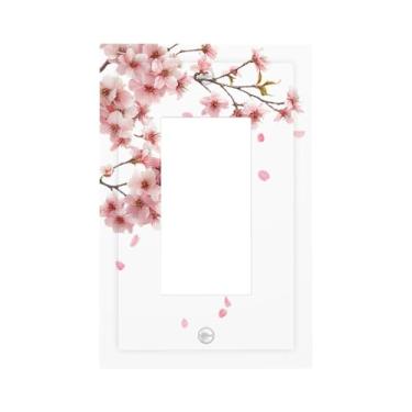Imagem de BHGAHD Capas decorativas para tomadas Sakura Flor de cerejeira delicada arte floral rosa 1 Gang Rocker Light Switch Covers Single Decora Gfci Device Placa de parede para sala de estar, quarto