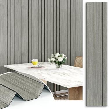 Imagem de STICKEEP Painel de parede de ripas de madeira cinza escuro 3D painéis de madeira acústica removível para decoração de casa 59,9 cm x 304,8 cm