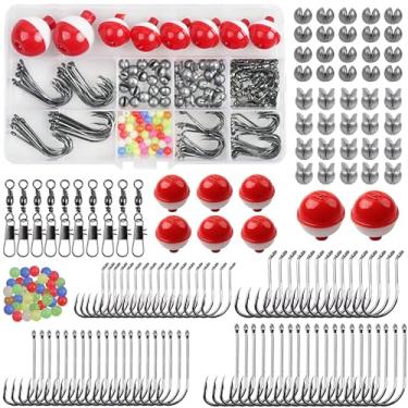 Imagem de Kit de equipamento de pesca, 185 peças, equipamento para iniciantes, inclui anzóis de pesca com bobina, polvo, barril, botões giratórios, kit de partida para iscas artificiais e vivas
