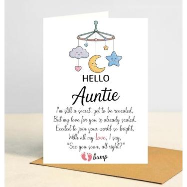 Imagem de Cartão Hello Auntie I'm Still A Secret Yet To Be Revealed, um cartão de poema do bebê para a futura tia, presente engraçado e fofo de anúncio de gravidez para tia, cartões surpresa de gravidez