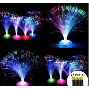 Imagem de Kit 12 Abajur Fibra Optica Enfeite Decoração Aniversários Neon c/ Pilh