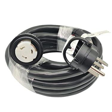 Imagem de Parkworld 885842 RV 50A Shore Adaptador de cabo de extensão de energia, 50 amp Plugue de campista 14-50P para SS2-50R Receptáculo de trava marítima (30FT)