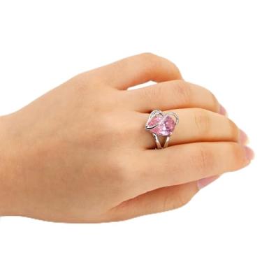 Imagem de Anel de zircônia cúbica em forma de coração para mulheres, joias minimalistas, presente de aniversário romântico, lindo presente de dia dos namorados, acessório de compromisso elegante YC6581, Latão