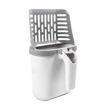 Imagem de Asixxsix Colher para Areia de Gato Com Suporte, pá Portátil Com Armazenamento de Saco de Lixo para Fácil Limpeza e Descarte Rápido, Material PP Leve (com defletor e sacos de lixo de 8 rolos)