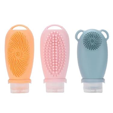 Imagem de HURRISE Frascos de Viagem para Produtos de Higiene Pessoal, Frascos de Toalete Compressíveis à Prova de Vazamento de Silicone Macio Com Purificador Embutido, para Xampu, Condicionador, (3 unidades)