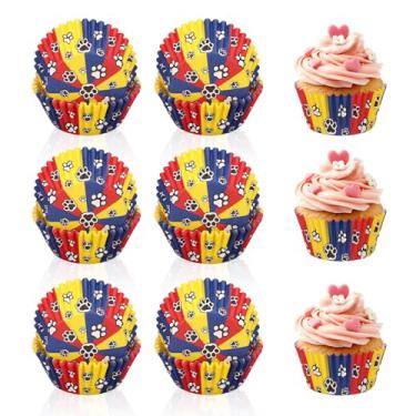 Imagem de 300pçs Cão Pata Cupcake Invólucros, Fofo Pata Cupcake Embalagens Assar Xícaras Muffin Suporte Filhote Cão Desenho Tema Aniversário Festa Suprimentos para Animal Estimação Celebração
