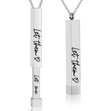 Imagem de RWQIAN Colar Be Kind Of A B para mulheres e meninas, pingente inspirador vertical de tubos quadrados com mensagem oculta, colar de aço inoxidável, pulseira de amizade, engraçado, hilário, joia