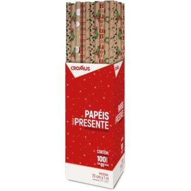 Imagem de Kit de Papéis para Presente, Cromus, Natal, Kraft, Noelito, 6 modelos, 70 cm x 100 cm, 100 Unidades