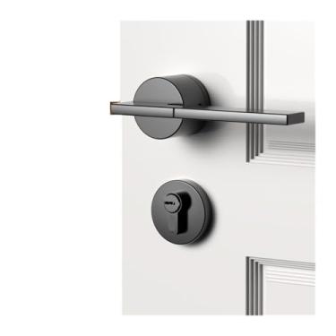 Imagem de Fechadura de porta para quarto, fechadura, fechadura, preta, silenciosa (preta, com chave)