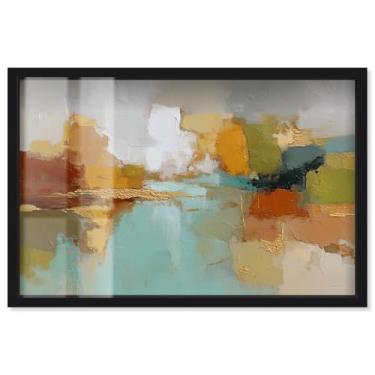 Imagem de Arte abstrata de parede minimalista Tones III Shadowbox da Art Remedy, moldura preta, 78 x 53 cm