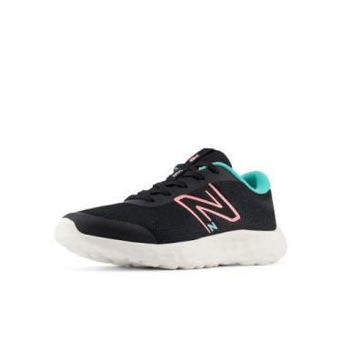 Imagem de New Balance Tênis de corrida unissex infantil 520 V8 com cadarço, Preto/ultra rosa/jade cibernético, 6.5 Big Kid