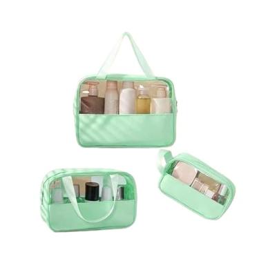 Imagem de Kit 3 Bolsas de Higiene Portátil Transparente para Cosméticos e Produtos de Higiene Pessoal – Ideal para Viagem(Kit 3 bolsa sem letras-aleato)