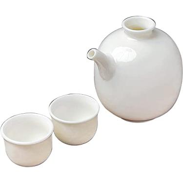 Imagem de Conjunto de saquê de cerâmica, conjunto de saquê japonês, conjunto de pote de saquê tradicional design artesanal porcelana cerâmica artesanato taças de vinho 3 peças, 2 xícaras