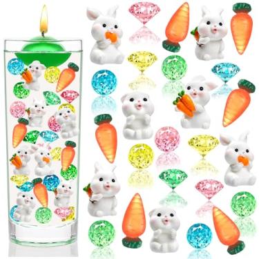 Imagem de HTZNHXT 180 peças de enchimento de vaso de Páscoa, diamantes estilo cenoura coelho da Páscoa, decorações de mesa de Páscoa, pérolas falsas para vasos, decoração de mesa de centro de casa