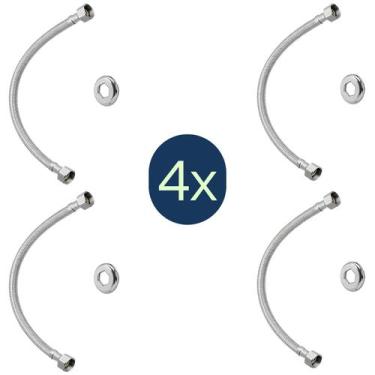 Imagem de Kit 4 Engate Rabicho Flexivel Aço Inox Femea X Femea 40cm 1/2 - BNP UT