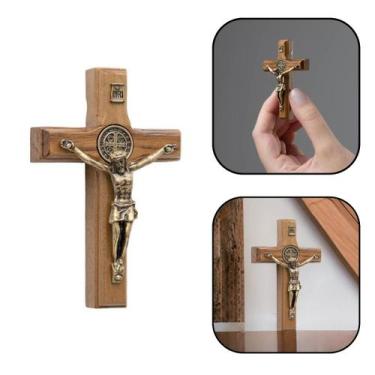 Imagem de Crucifixo Cruz Parede ou Porta Medalha de São Bento Pequeno 7 Cm - FOR