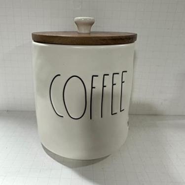 Imagem de Adega de café Rae Dunn - com tampa de madeira - cerâmica - 15 cm de altura