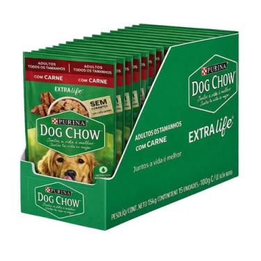 Imagem de Ração úmida Dog Chow Sabores Variados para Cães 15x100 g, Carne Todos 