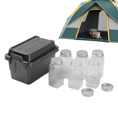 Imagem de Frascos Vazios De Temperos - Organizador De Condimentos Para Camping Com Estojo | Frascos Vazios | para Caminhadas Senderismo Cozinha Assar Viagens ao Ar Livre Churrasco