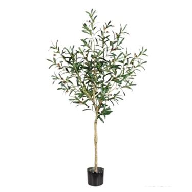 Imagem de SLGGPJBU Plantas falsas, planta artificial, oliveira, vaso, vegetação falsa, decoração com ramos dobráveis para interior, exterior, casa, jardim, escritório, plantas artificiais interiores e