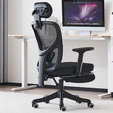 Imagem de SGeneE Cadeira de escritório de malha ergonômica para computador, cadeira de mesa de escritório em casa, cadeira de trabalho giratória com encosto alto com suporte lombar, altura ajustável, encosto de