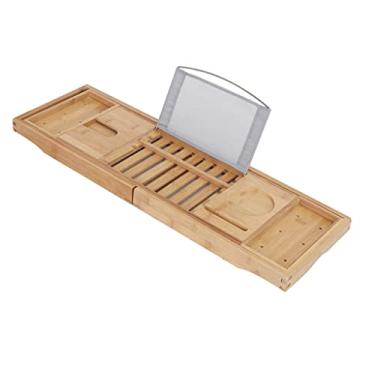 Imagem de Prateleiras de banheiro de bandeja de banheiro feitas à mão para almofada/livro/tablet, acessórios de banheiro suporte de rack de banheira (cor: D, tamanho: conforme mostrado) (preto conforme mostrado