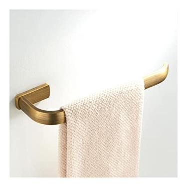 Imagem de Barra de toalha de banho, conjunto de acessórios de banheiro de bronze, suporte de rolo de papel higiênico escovado de latão antigo, anel de trilho de toalha de banho, suporte de toalha de roupão