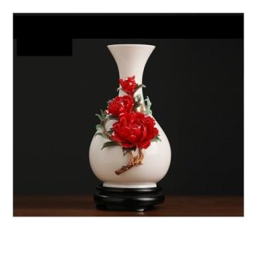 Imagem de Vaso de cerâmica estilo chinês, sala de estar, estudo, arranjo de flores, armário de TV, porcelana, flor, arte, decoração, ornamentos, vasos de flores