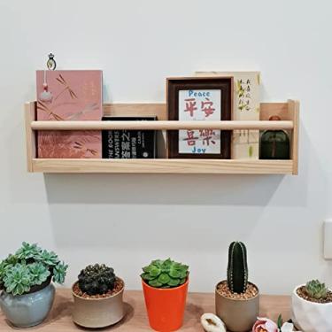 Imagem de ZDJZMGZ Suporte de revistas montado na parede, suporte de livros de imagens infantis de madeira maciça, suporte de exibição de leitura para sala de estar, estante de decoração de parede escolar em