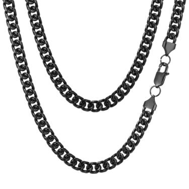 Imagem de Colar de corrente de elos cubanos para homens e mulheres, banhado a ouro, prata, preto, aço inoxidável, grosso, colar hip hop, 3 mm/4 mm/5 mm/6 mm/7 mm/8 mm de largura, 45 a 66 cm, joias duráveis