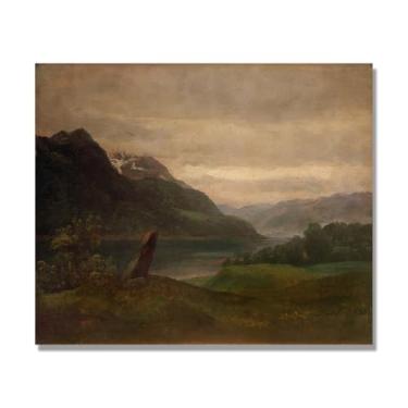 Imagem de NHLDZYH J.C. Dahl Reprodução de arte famosa, arte em tela de paisagem romântica nórdica, decoração de parede elegante para sala de estar e escritório. (Paisagem 3). 50 x 60 cm - 19,6 x 23,6 pol