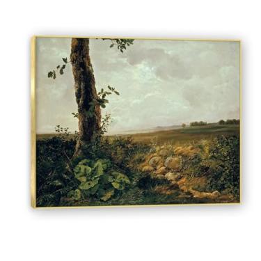 Imagem de NHLDZYH Moldura dourada. Reprodução de arte famosa de J.C. Dahl, arte em tela de paisagem romântica nórdica, decoração de parede elegante para sala de estar, escritório, pronta para pendurar