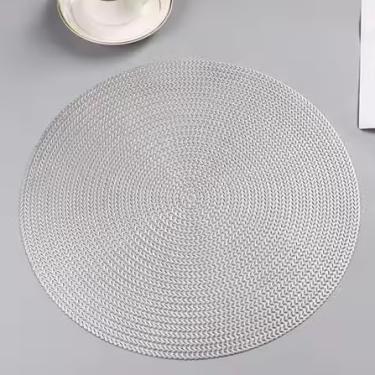 Imagem de Kit 4 ou 6 Jogo Americano Redondo Jantar Mesa Posta Cozinha 38cm(CINZA METÁLICO,4)