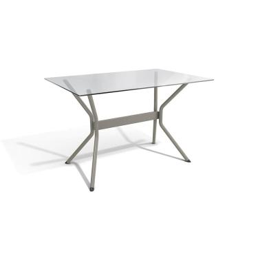 Imagem de Mesa Loire Níquel Com Tampo de Vidro Incolor 1,20m